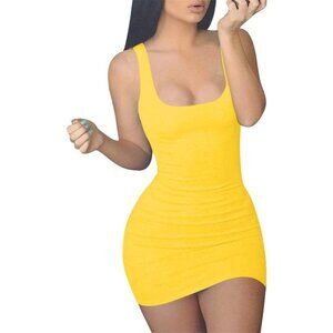 MINI Sexy Bodycon Tank Club Dress - Yellow